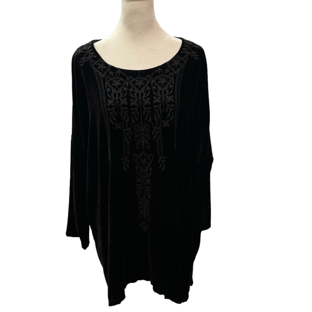Johnny Was Antonella Velvet Tunic in Black. Size L. EUC - Picture 11 of 11